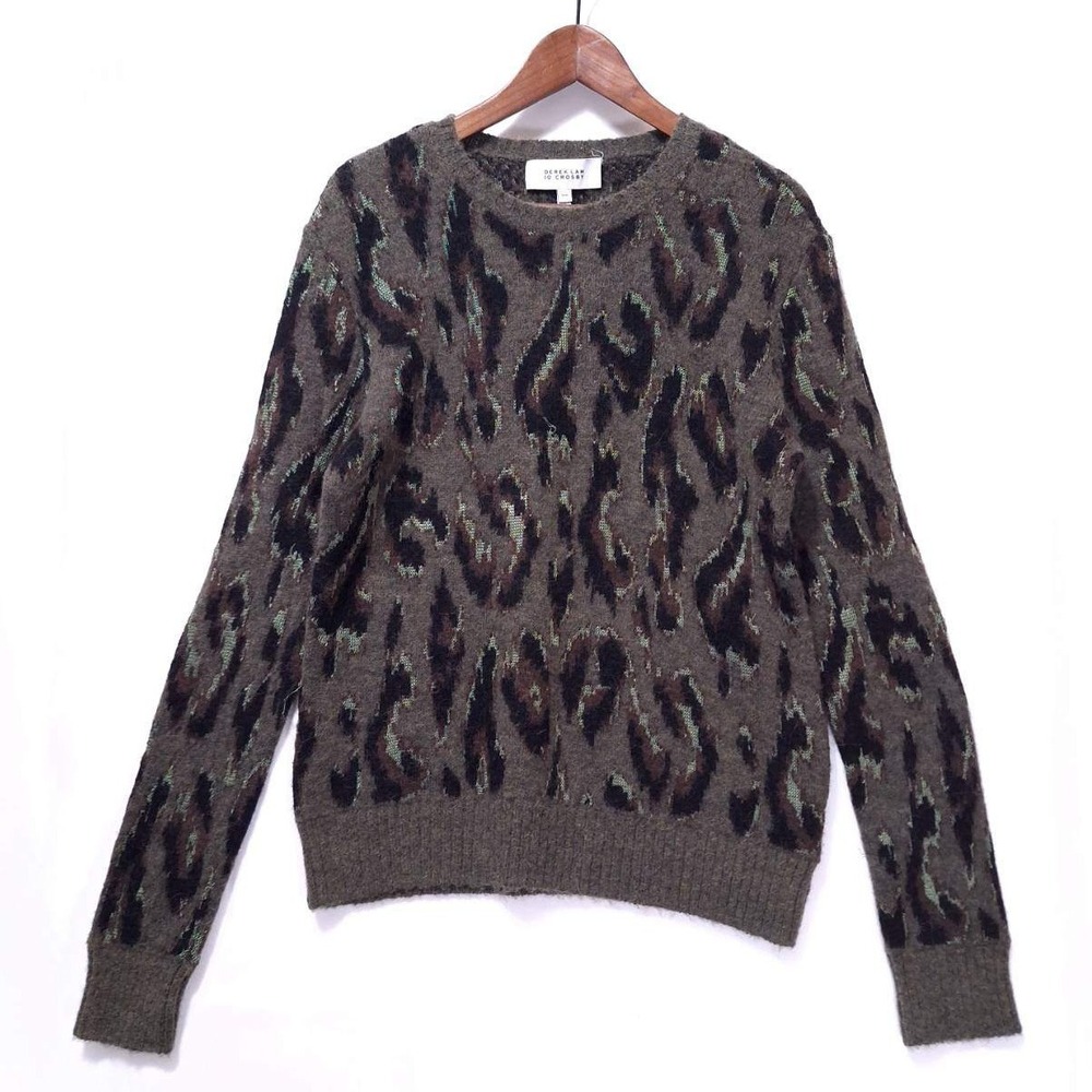 Derek Lam 10‎ Crosby Evan Alpaca Wool Leopard Print Sweater Crewneck M Pullover